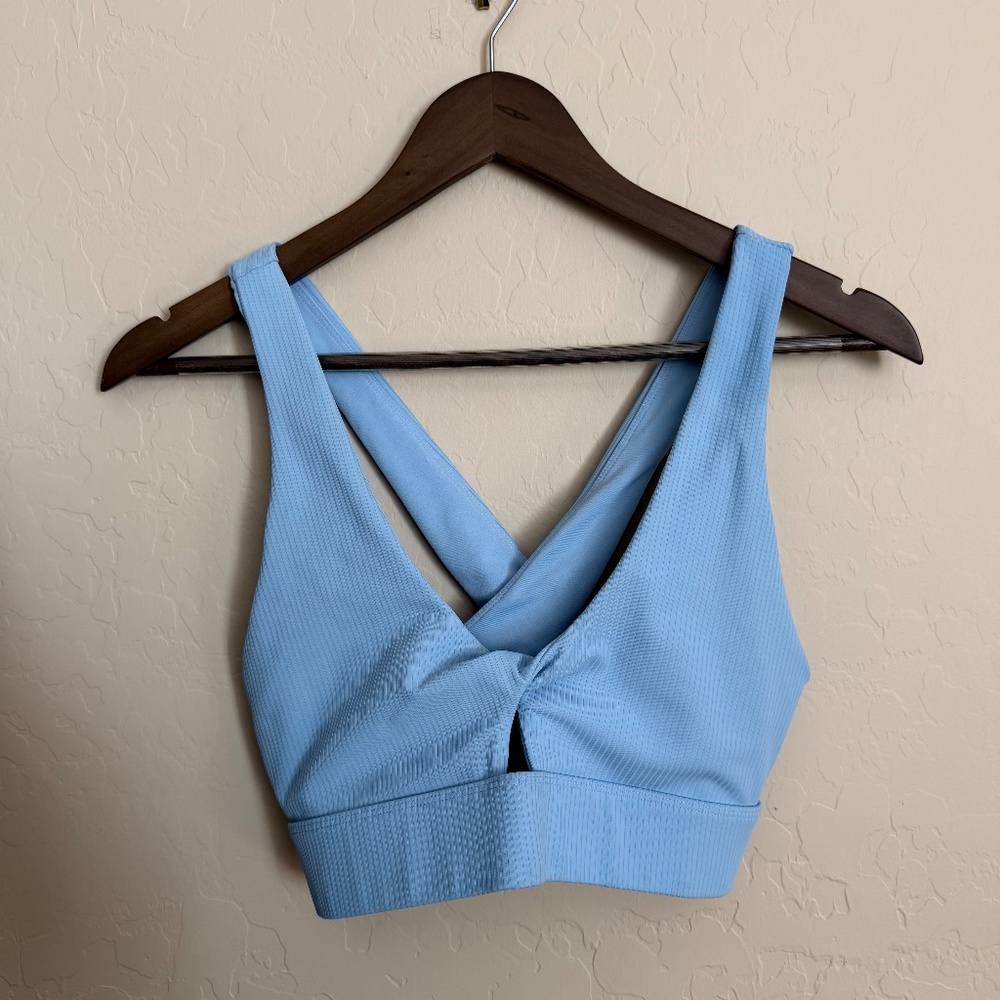 Blue Ribbed Cross-Back Sports Bra Gymshark - Picture 2 of 4